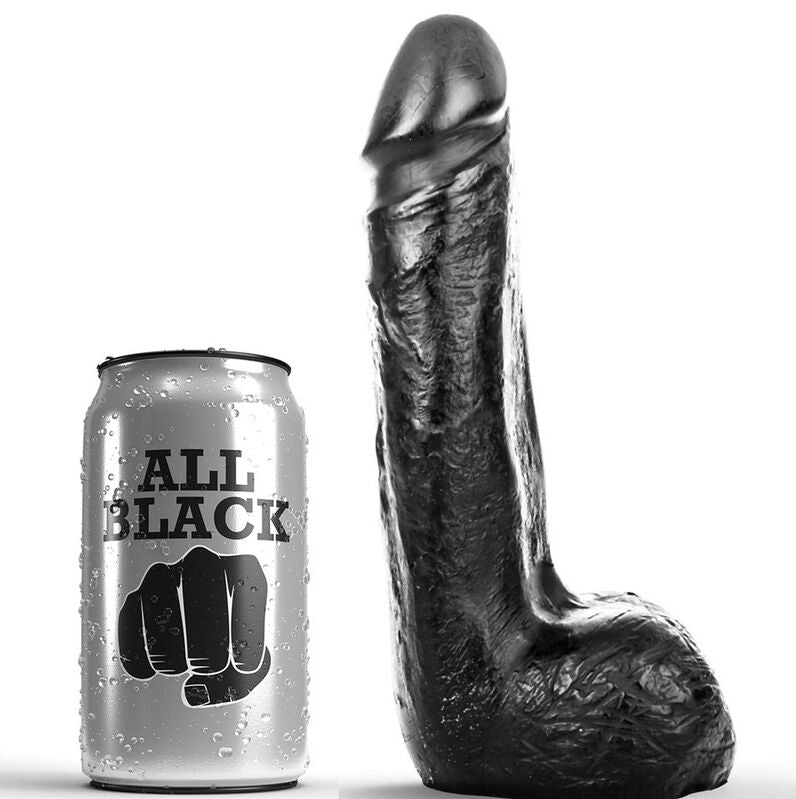 ALL BLACK - SOFT BLACK REALISTIC DILDO 20 CM - KontjeKietelen.nl