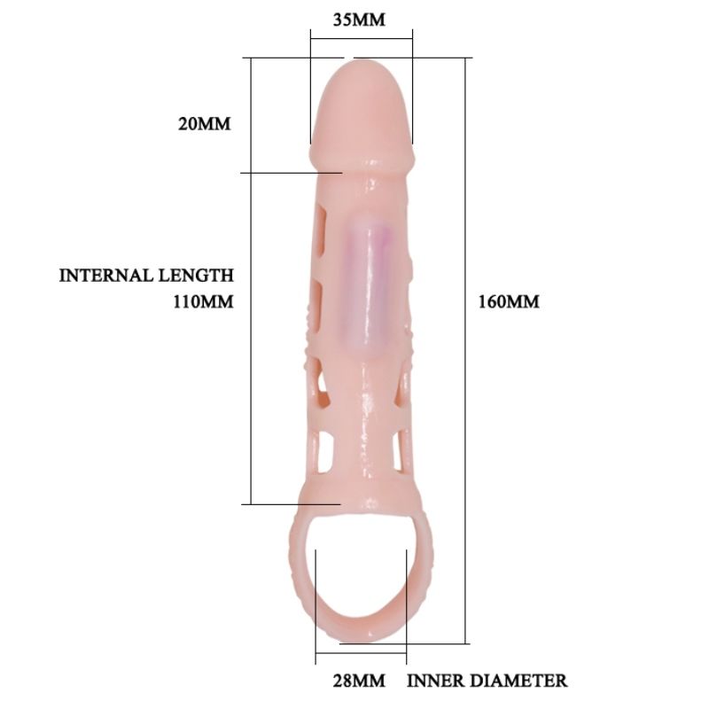 Baile - penis extender cover met vibratie en natuurlijke strap 13.5 cm - KontjeKietelen.nl