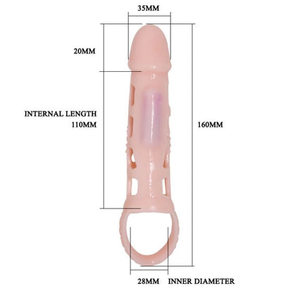 Baile - penis extender cover met vibratie en natuurlijke strap 13.5 cm - KontjeKietelen.nl