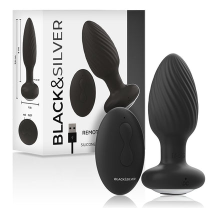 Black&Silver - Wells Plug Silicone Anal Rotator Remote Control - KontjeKietelen.nl