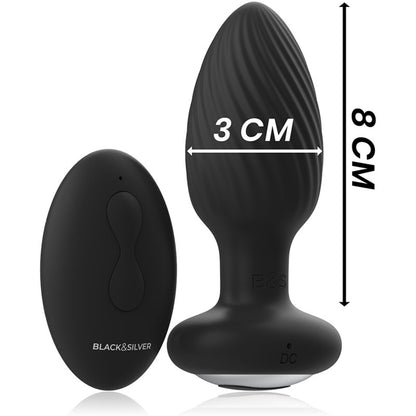 Black&Silver - Wells Plug Silicone Anal Rotator Remote Control - KontjeKietelen.nl