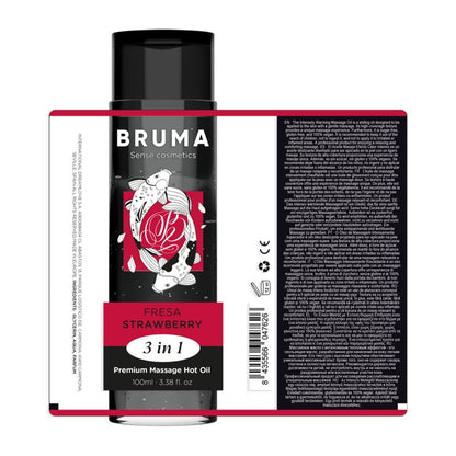 Bruma - premium massage hot oil strawberry 3 in 1 - 100 ml - KontjeKietelen.nl