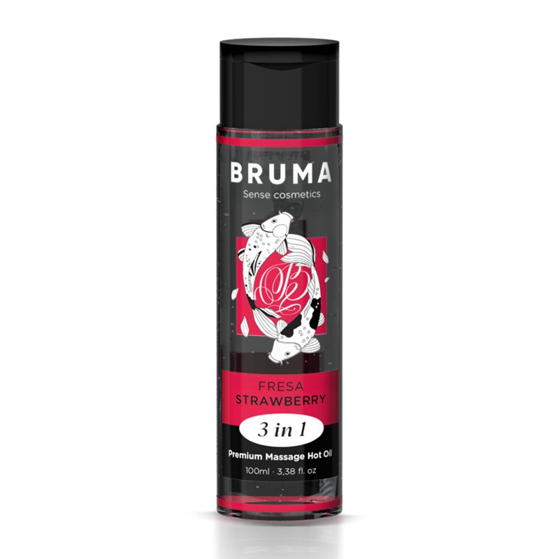 Bruma - premium massage hot oil strawberry 3 in 1 - 100 ml - KontjeKietelen.nl