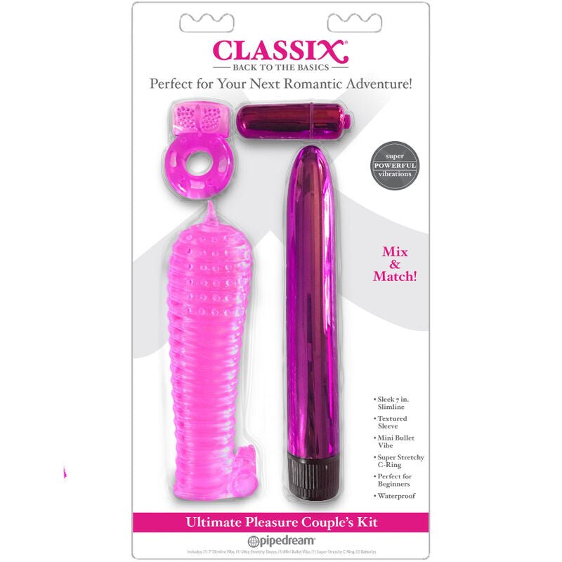 CLASSIX - KIT FOR COUPLES WITH RING, SHEATH AND BULLETS PINK - KontjeKietelen.nl