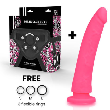 Delta Club - Speelgoed Harnas + Dildo Roze Siliconen 23 x 4.5 cm - KontjeKietelen.nl