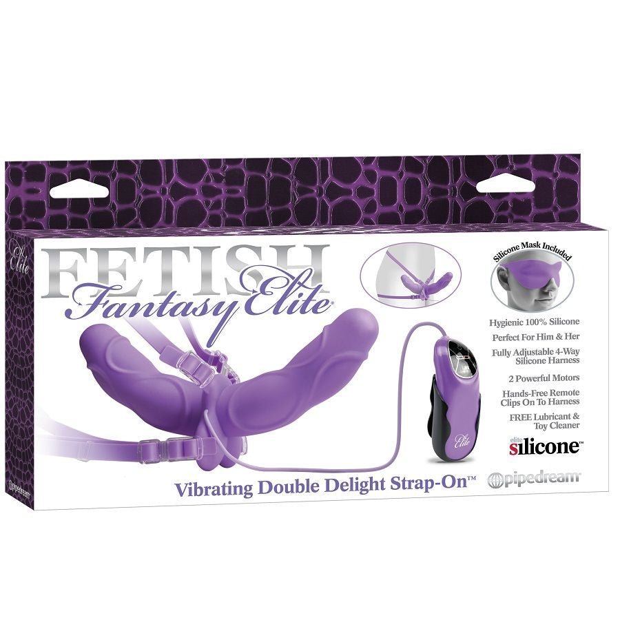 FETISH FANTASY ELITE - VIBRATING DOUBLE DELIGHT STRAP-ON PURPLE - KontjeKietelen.nl