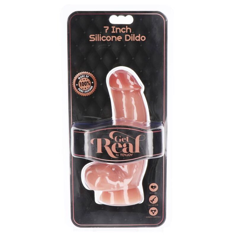 Get Real - Siliconen Dildo 18 cm met ballen (HUID) - KontjeKietelen.nl