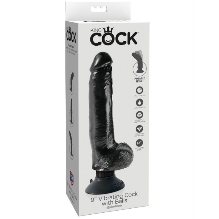 King Cock - 23 cm vibrerende penis met ballen zwart