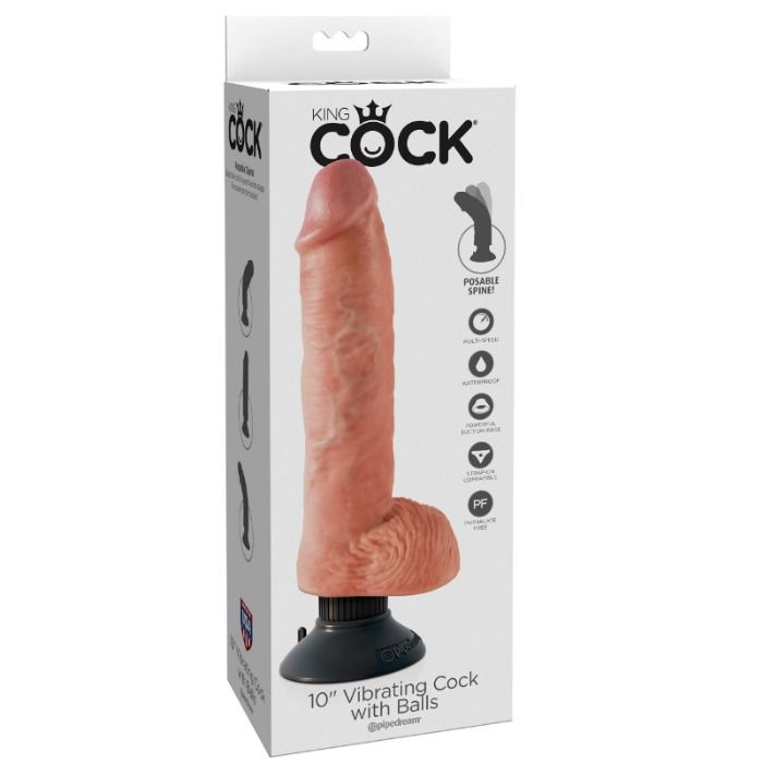 King Cock - 25.5 cm vibrerende penis met ballen - flesh