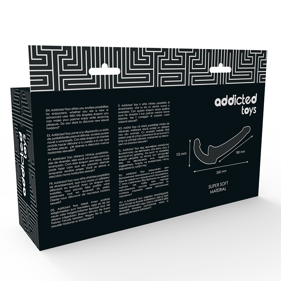 Addicted Toys - Voorbinddildo zonder harnas 18cm zwart