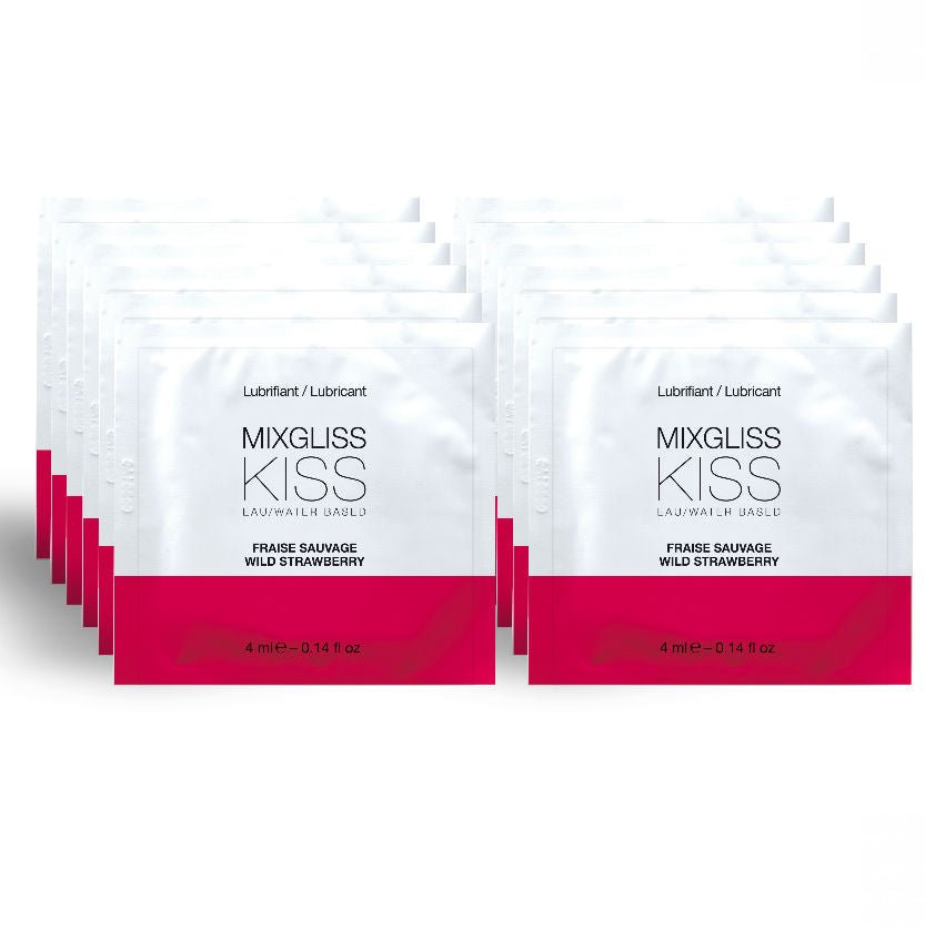 Mixgliss - Water based lubricant strawberry flavor 12 single dose 4 ml - KontjeKietelen.nl