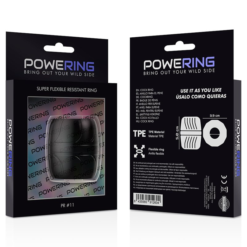 Powering - super flexibele en resistente penisring 5 cm PR11 zwart - KontjeKietelen.nl