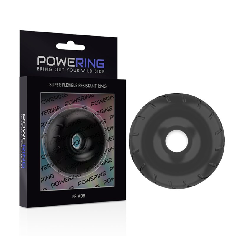 Powering - super flexibele en resistente penisring 5cm PR08 zwart - KontjeKietelen.nl