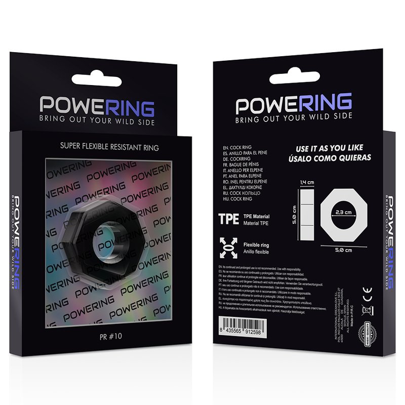 Powering - super flexibele en resistente penisring 5cm PR10 zwart - KontjeKietelen.nl