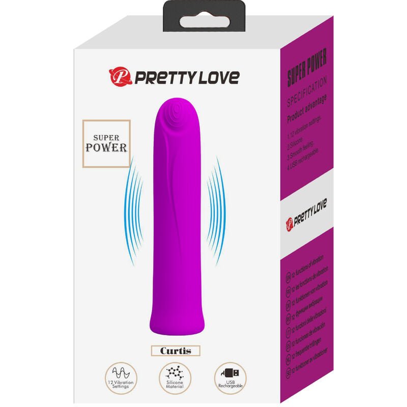 Pretty Love - Curtis Mini Super Power Vibrator 12 Violet Silicone Vibrations - KontjeKietelen.nl