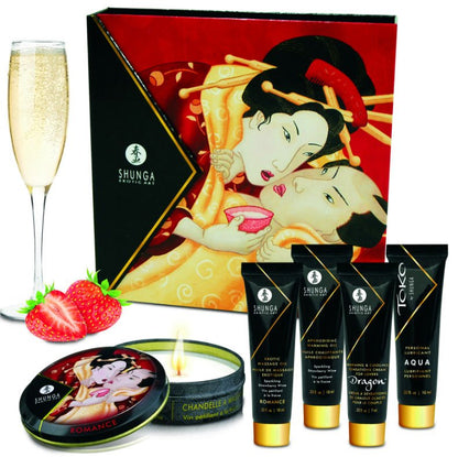 Shunga - Secret Geisha Aardbeien en Cava Kit - KontjeKietelen.nl